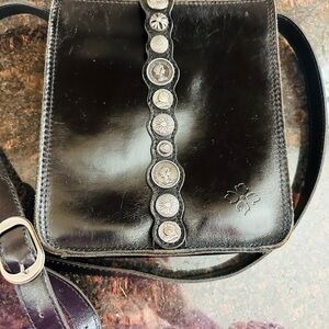 Patricia Nash Black Crossbody Bag with Silver Accents